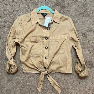 Express button down beige blouse